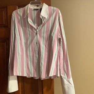 NY & Co multi color stripe button down blouse